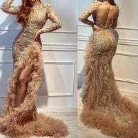 women sexy formal party dress high collar long sleeves sequined evening formal wedding ladies mermaid dresses