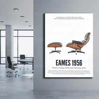 eames lounge chair mid century poster art print minimal design retro furniture scandinavian poster printed office mad men