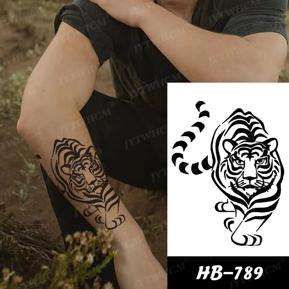 Черная татуировка с черепом злого дьявола временная наклейка водонепроницаемая