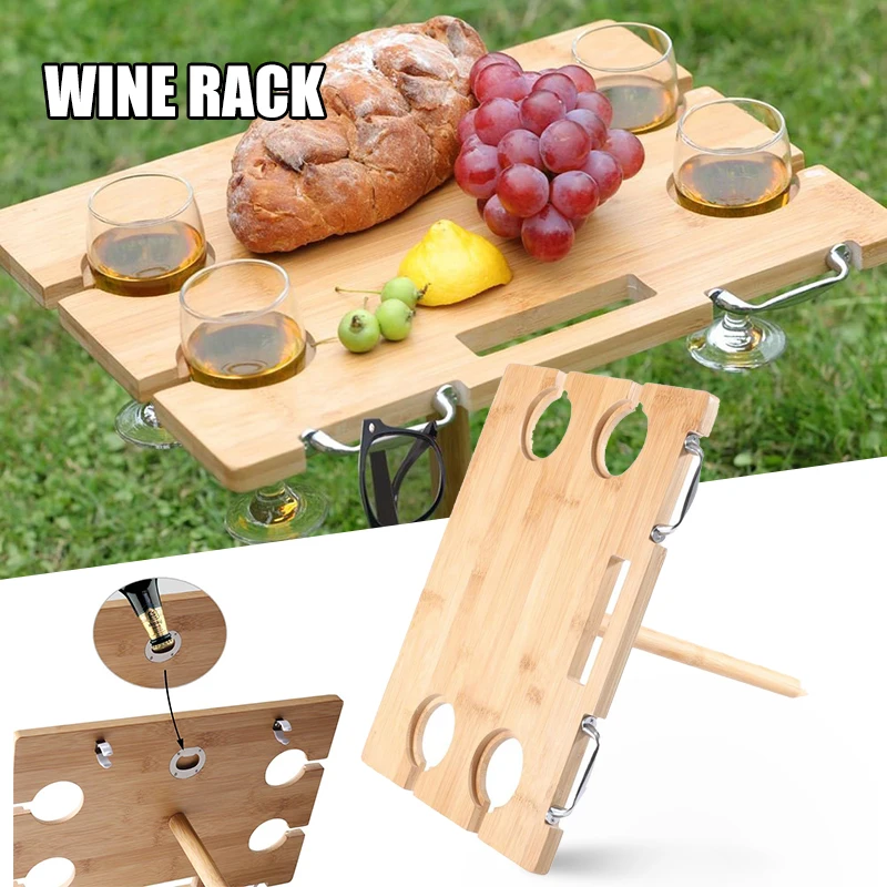

Квадратный складной винный стол, портативный деревянный винный стол для улицы, трава, пляжные инструменты для кемпинга L23