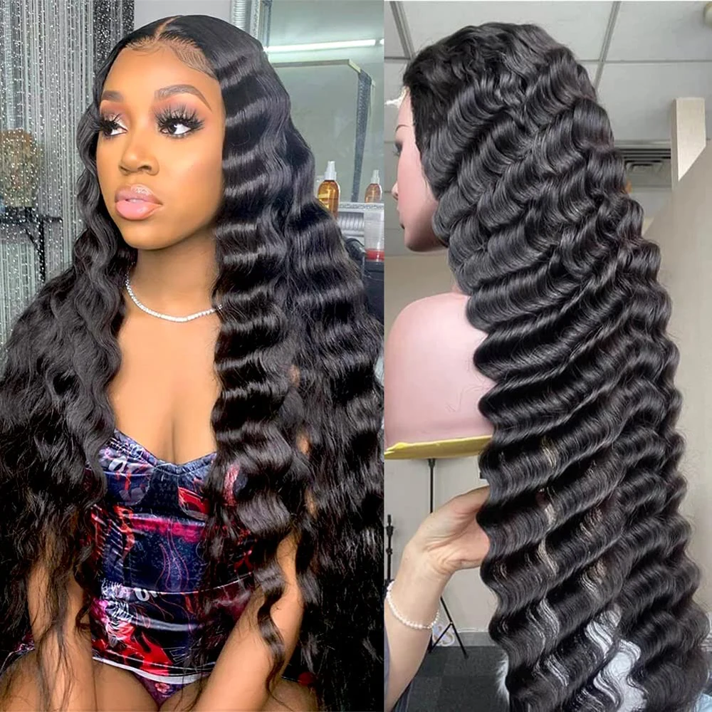 

Loose Deep Wave Transparent Frontal Human Hair Wigs For Women 4x4 Closure Remy Lace Front Wig