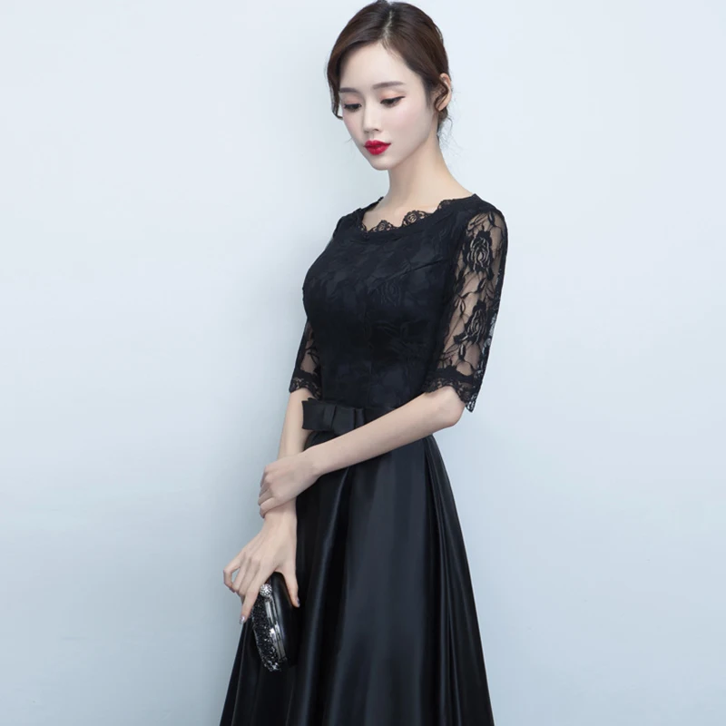 AnXin SH принцесса Черное Кружевное цветочное вечернее платье для вечеривечерние