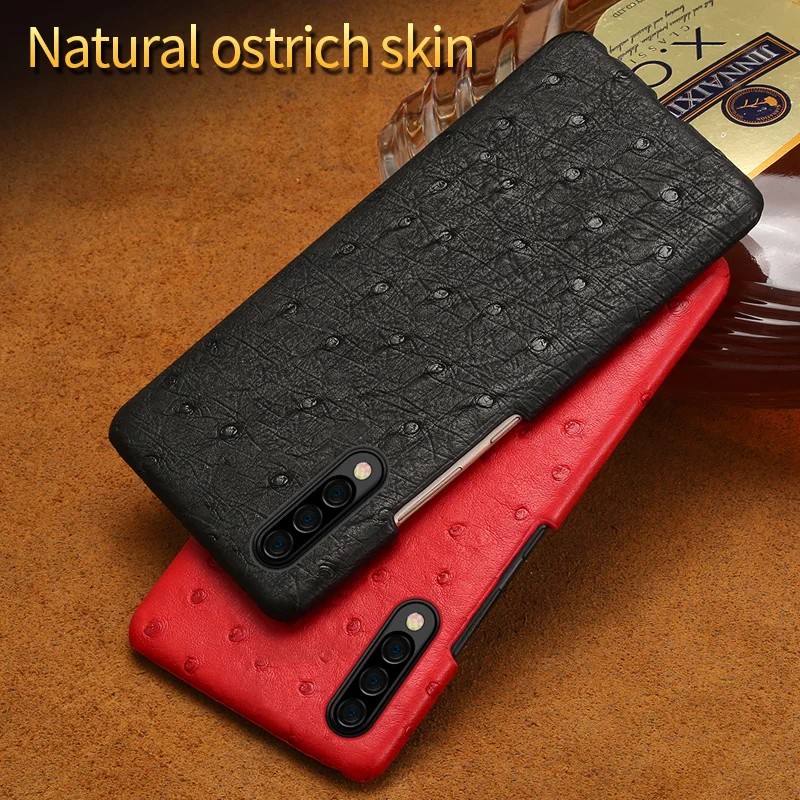 

Original leather phone case For samsung a50 a70 a30 a40 a60 Luxury Real Ostrich skin back cover For Samsung Galaxy note 10 plus