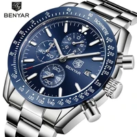 2021 benyar new top brand stainless steel timer quartz watch mens fashion sports automatic date blue waterproof clock %d1%87%d0%b0%d1%81%d1%8b