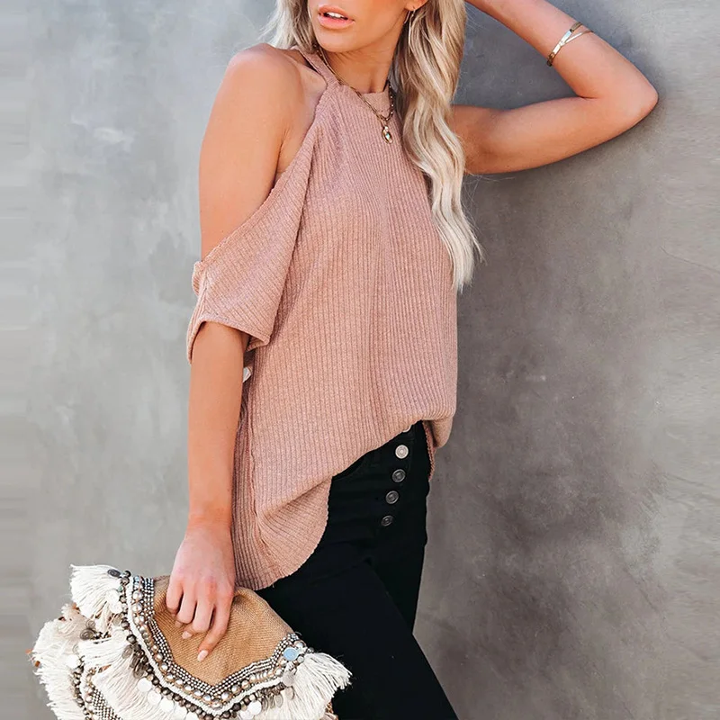 Женская Асимметричная футболка без рукавов повседневный однотонный Свободный