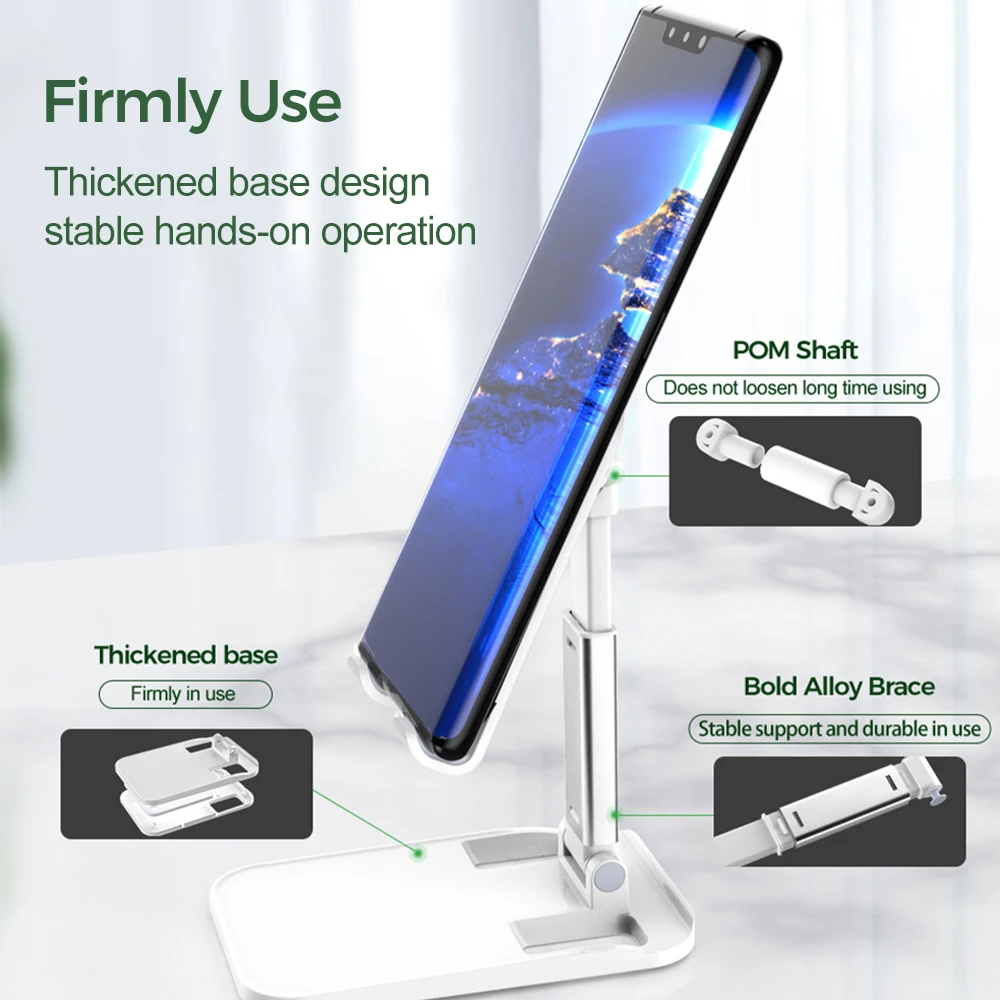 

YKZ Metal Desktop Tablet Holder Table Cell Foldable Extend Support Desk Mobile Phone Holder Stand For iPhone 12 iPad Adjustable