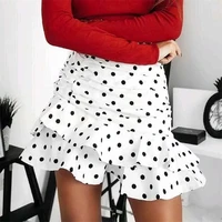 fashion high waist pleated skirts asymmetrical polka dot print back zipper chich ruffles skirt casual y2k indie womens clothes