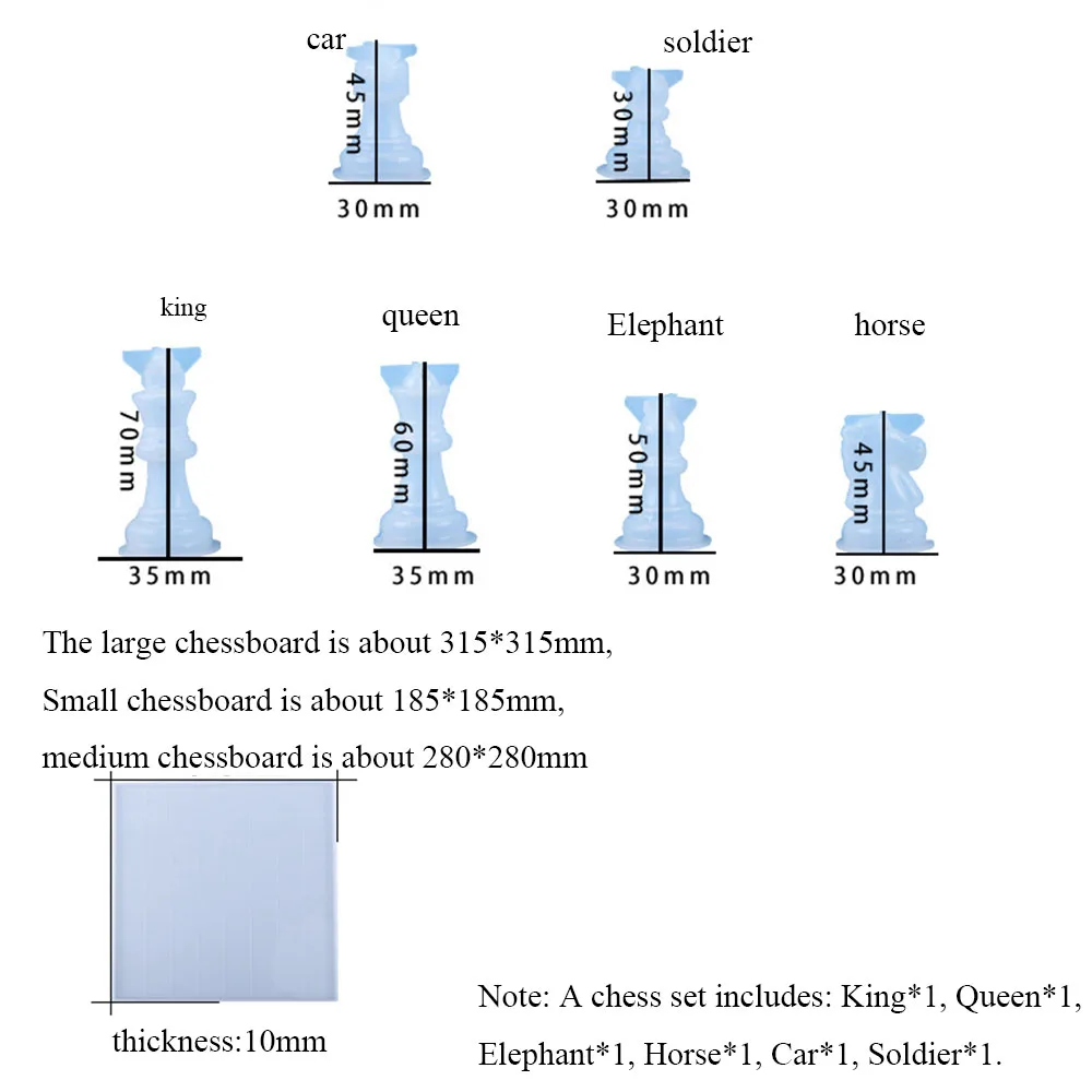 

Crystal Epoxy Resin Mold International Chess Checkerboard Casting Silicone Mould DIY Crafts Making Tools