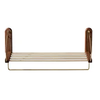 Towel rack, towel rack, bathroom pendant, bathroom, bathroom shelf, wall-mounted brass storage rack, perforated solid wood