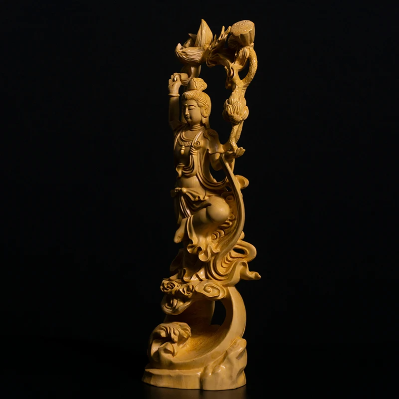 26 см статуя Гуаньинь Бодхисаттва фэн шуй Будда из бокса деревянная поклонение