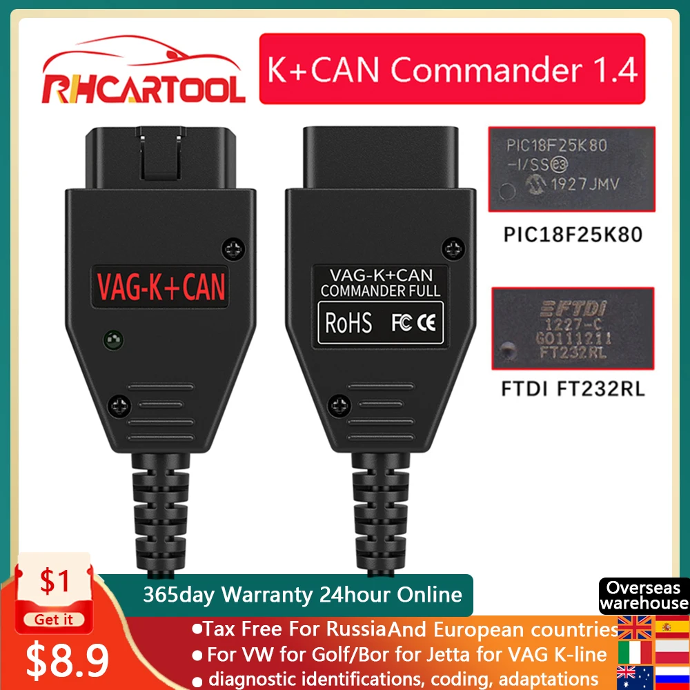 Диагностический сканер OBD2 для VAG K CAN Commander 1,4 FTDI FT232RL PIC18F25K80 - изображение