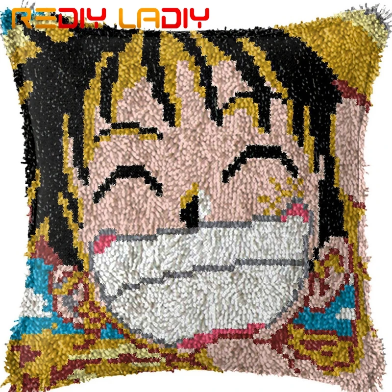 

Крюк с защелкой подушки Смеющийся с пиратским принтом холст чехлы акриловой пряжи, вязаная Подушка Чехол комплект хобби и ремесла домашнег...