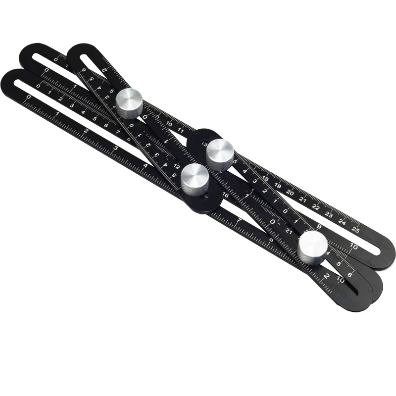Black Aluminum Alloy Four-Sided Ruler Measuring Instrument Template Angle Tool Mechanism Slides ruler protractor general tools