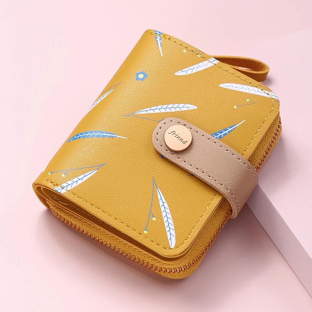 

2021 New Fashion Women Wallet Zipper Buckle Folding Girl Wallet Brand Designed Pu Leather Small Coin Purse Female Card Holder