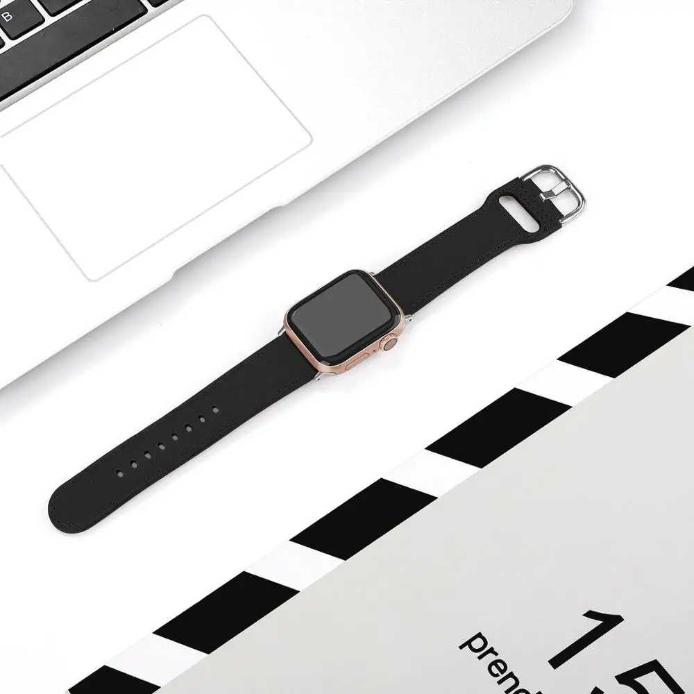 Кожаный ремешок совместимый с Apple Watch 4 5 Band 40 мм 42 pulseira для Iwatch 38 44 браслет correas series