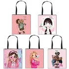 Сумка с принтом для мамы и дочки, женская модная сумка для покупок, Женская Большая вместительная сумка-тоут с рисунком принцессы, сумки на плечо для девочек, сумка для книг
