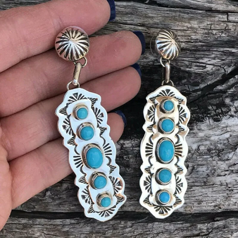 

Retro earrings geometric hollow gem earrings simple jewelry