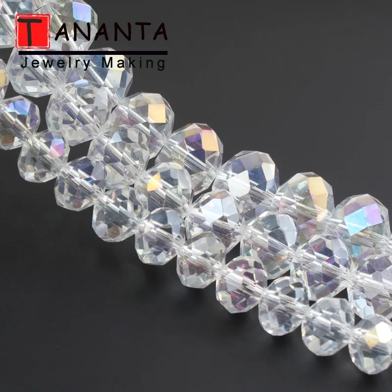Оптовая продажа граненые прозрачные стеклянные бусины AB круглые разделители 4 6 8