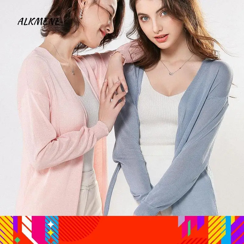 Вязаный длинный кардиган свободного покроя облегающий пляжный с v-образным