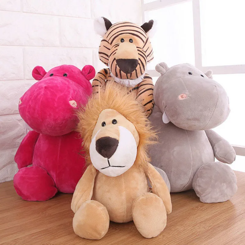 

New Figure 35cm Cute Jungle Simulation Animal Lion Tiger Deer Doll Plush Toy Children's Birthday Gift Home Decoration