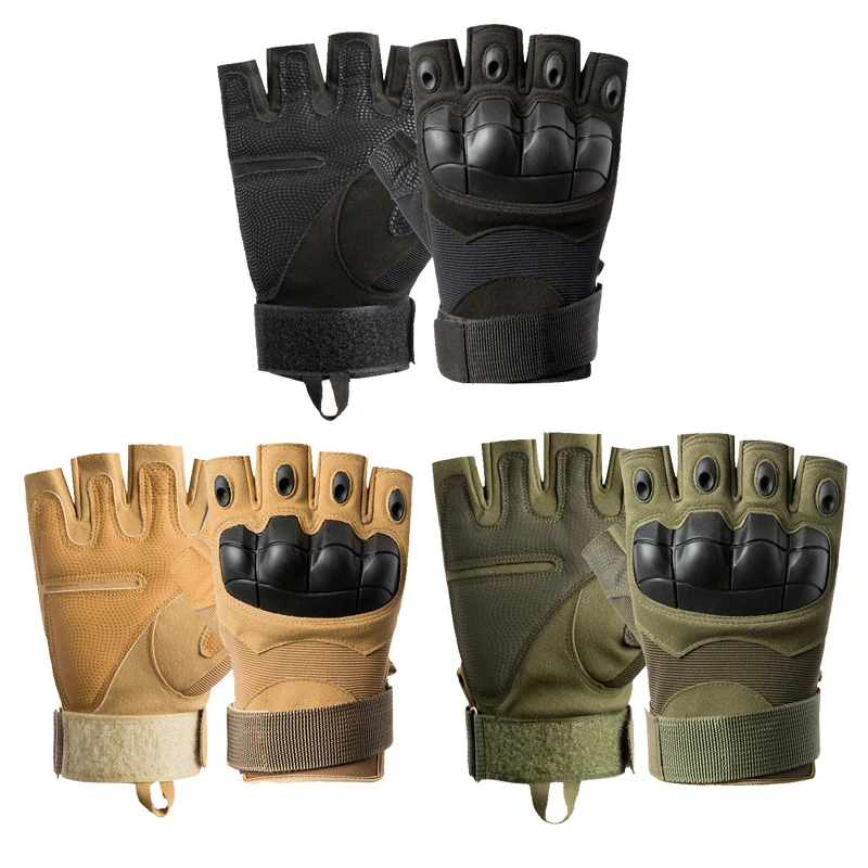 

Half Finger Tactical Army Gloves Military Paintball Shooting Airsoft Combat PU Leather Touch Screen Rubber Protective Gloves
