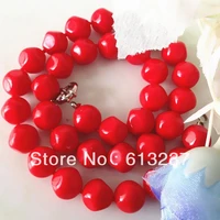 fashion light red irregular artificial coral round 12mm charming beads hot sale necklace jewelry making 18 inch my3370
