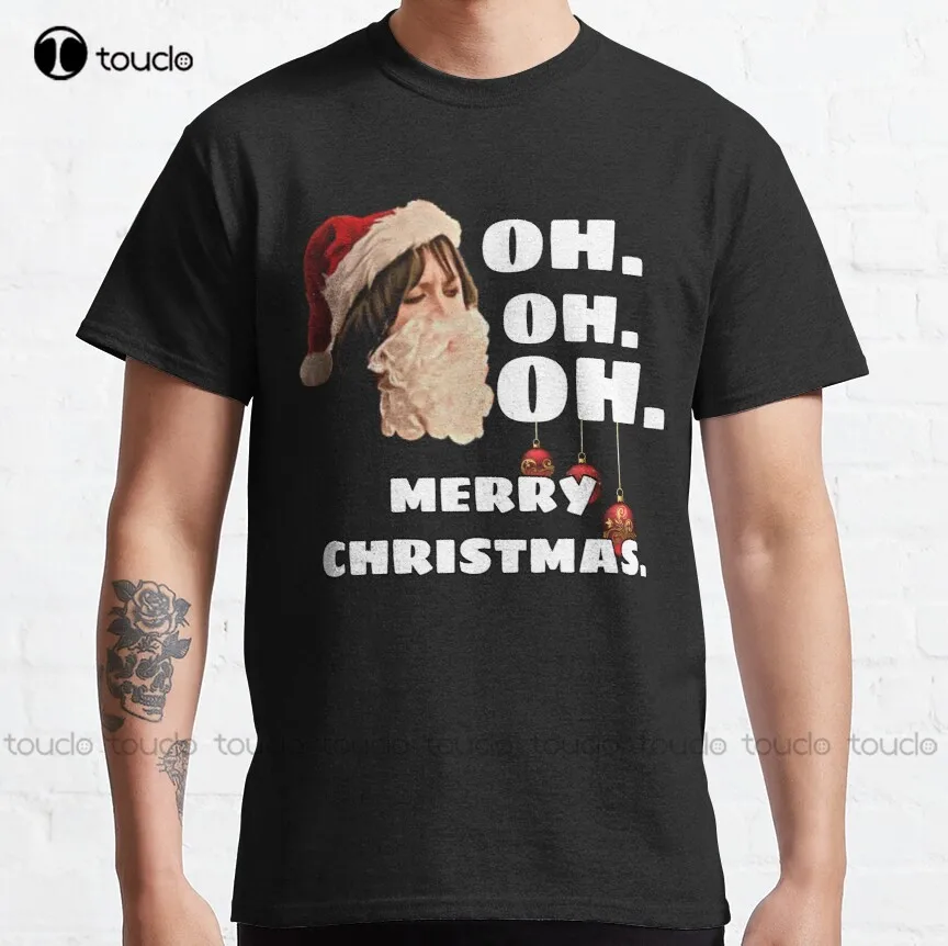Классическая мужская футболка с надписью Oh Merry Christmas изображением Санты и Гевина |
