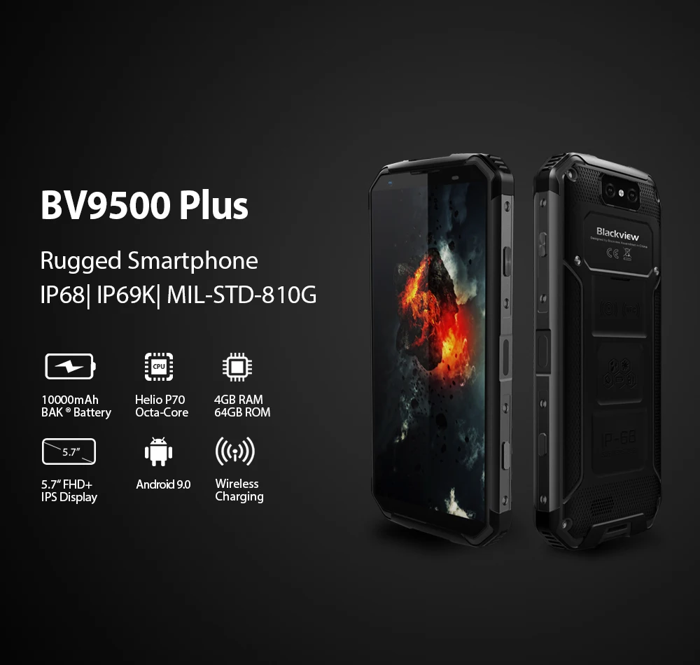 Blackview BV9500 Plus IP68 водонепроницаемый смартфон Helio P70 Восьмиядерный 10000 мАч 5,7 дюймов FHD 4 Гб+ 64 ГБ Android 9,0 мобильный телефон