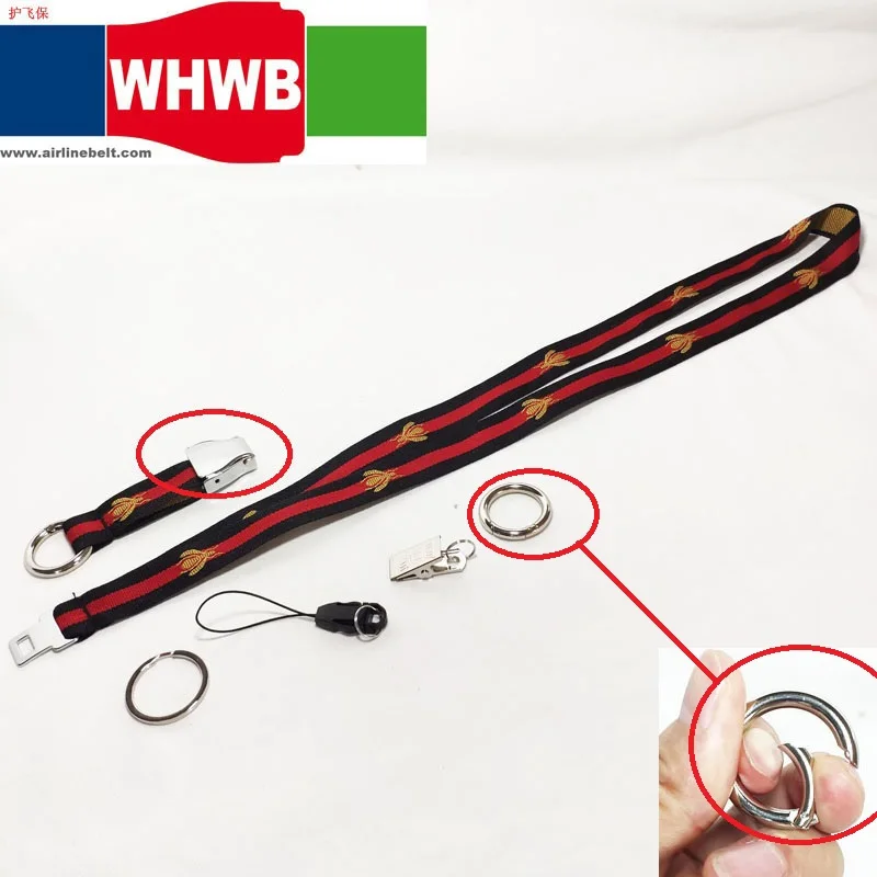 Airplane aircraft seat belt buckle Stripe neck lanyards bee lace decorative rope ribbon weaving jacquard keychain for phones | Мобильные