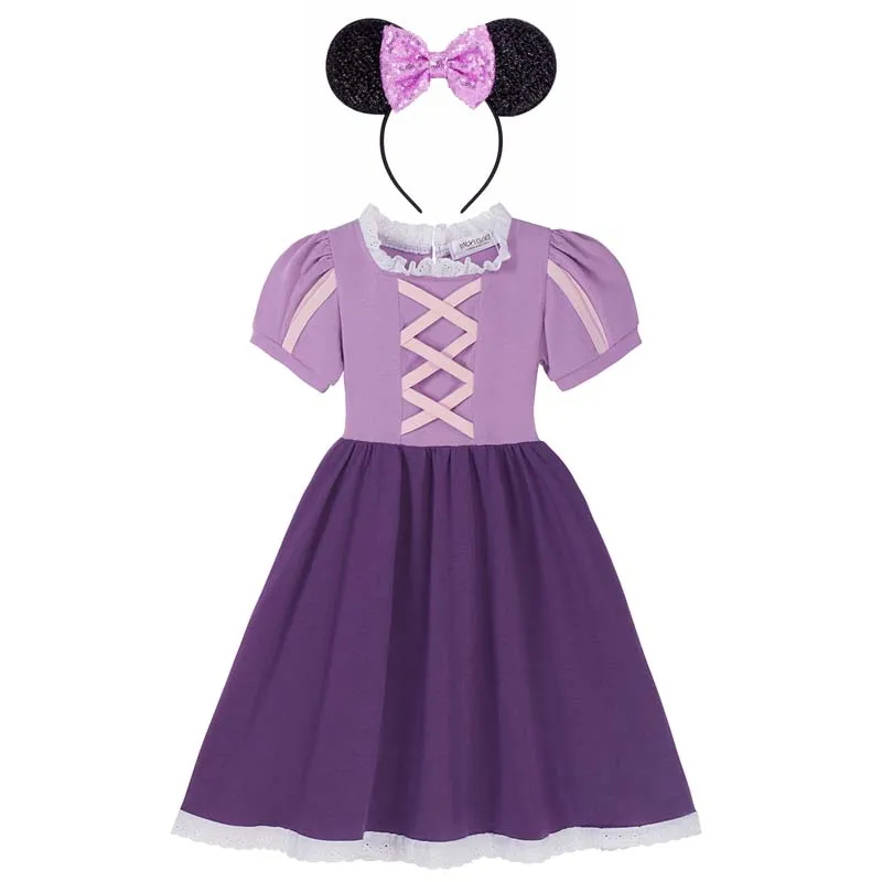 Disney Mickey Dress for Girls New Fancy Princess Rapunzel Cosplay Clothing Kids Party Cinderella Aurora Belle Dress up Costume