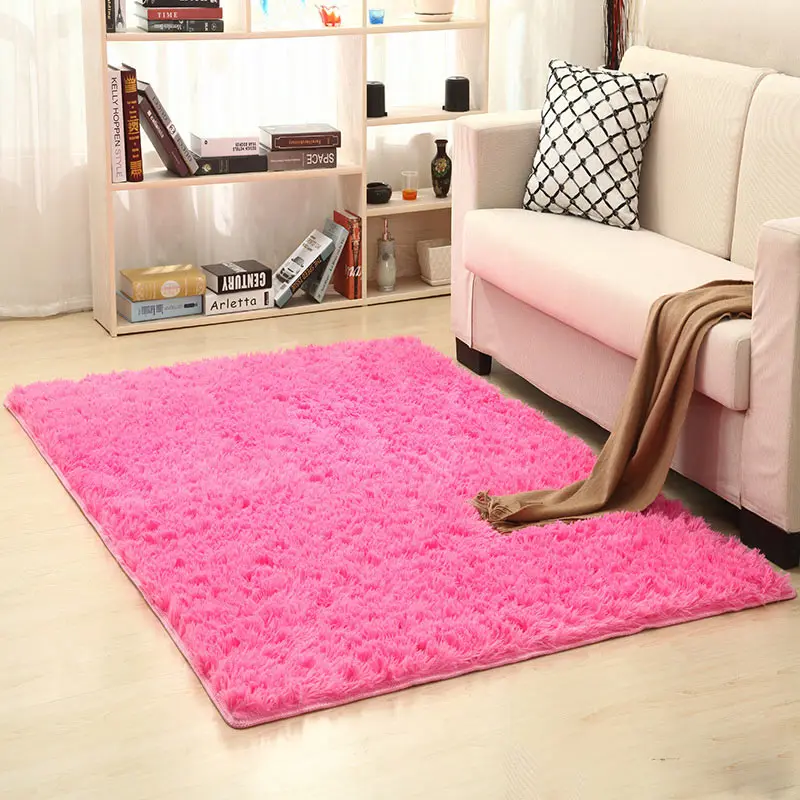 Модный однотонный розовый коврик для ванной комнаты нескользящий гостиной