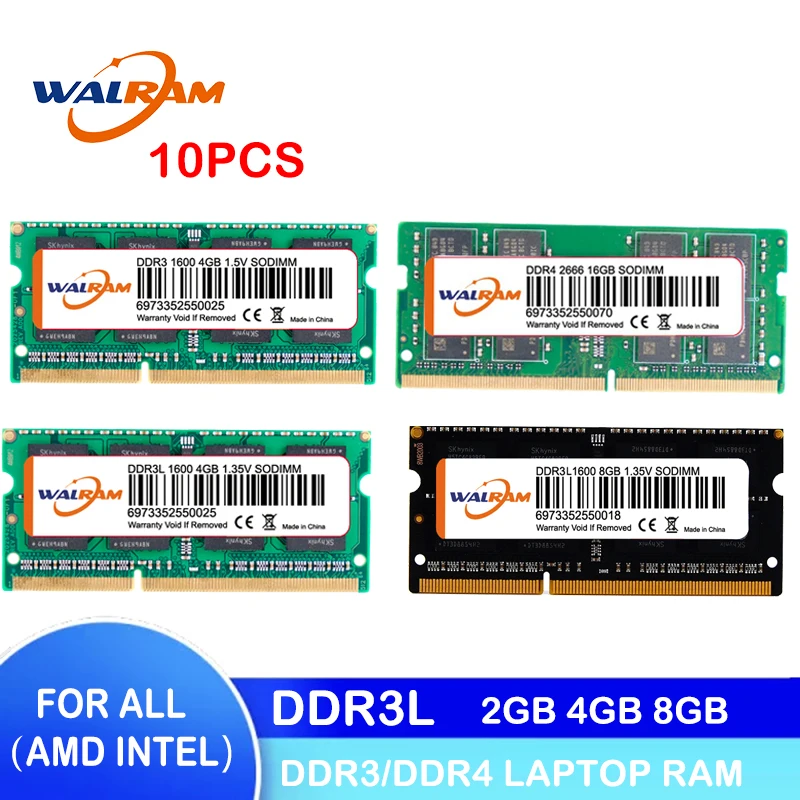 

WALRAM memoria ram DDR3 DDR4 2GB 8GB 4GB Laptop Ram 1333 1600 1866 2133 2400 2666MHz DDR3L 204pin 1.35V Sodimm Notebook Memory