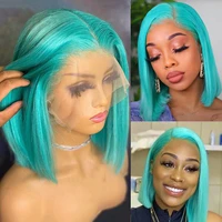 alifitov green red bob wig lace front human hair wigs blue blonde short wigs for women remy ginger lace front wig with baby hair