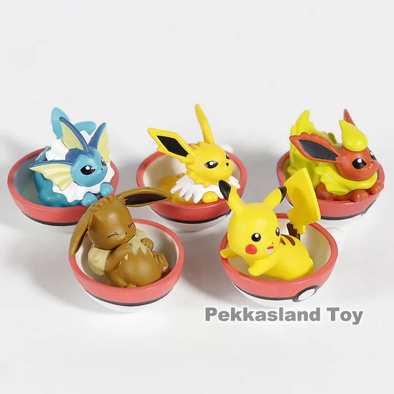 Мини фигурки из ПВХ Pokemon Pikachu Eevee Jolteon Vaporeon Flareon игрушки 5 шт./компл.|Игровые и