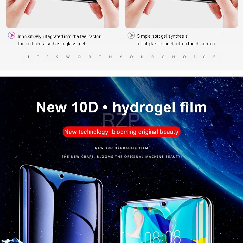 RZP полное покрытие Гидрогелевая пленка для huawei P30 P20 Pro P10 lite Plus Защита экрана для huawei P20 P30 lite(не закаленное стекло