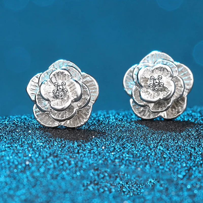 CARTER LISA модные романтические серьги-гвоздики с цветочным узором посеребренные
