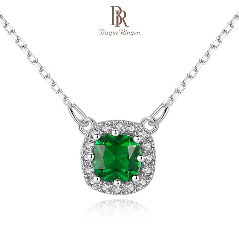 Женское Ожерелье с изумрудами и фианитами Bague Ringen классическое украшение на шею