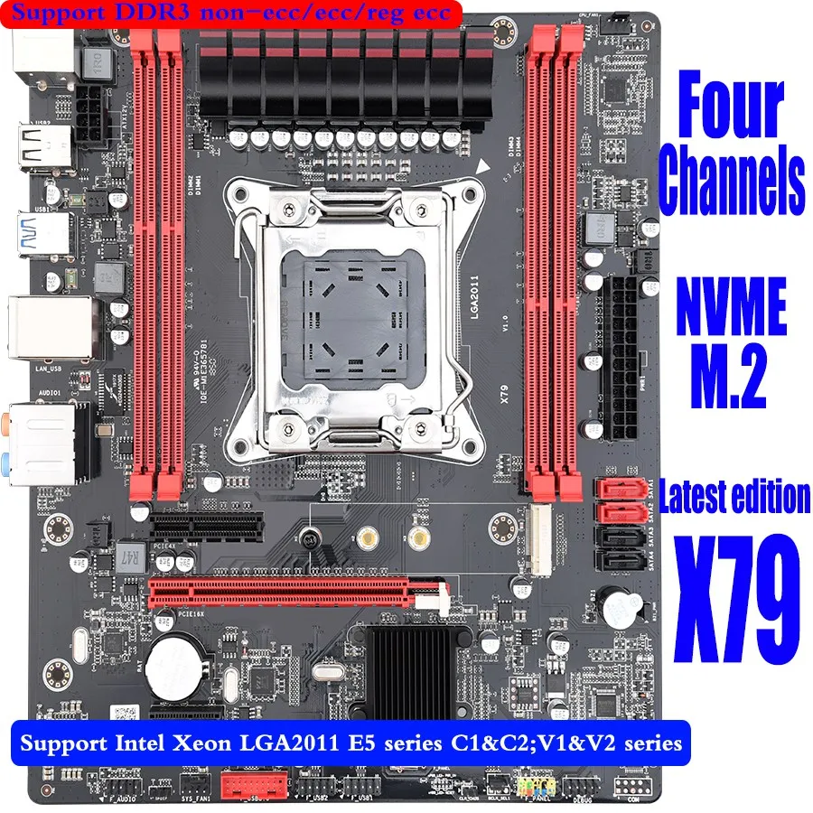 Материнская плата X79 LGA2011 системная ATX USB 3 0 SATA PCI E 16X NVME M.2 SSD поддержка REG ECC памяти и