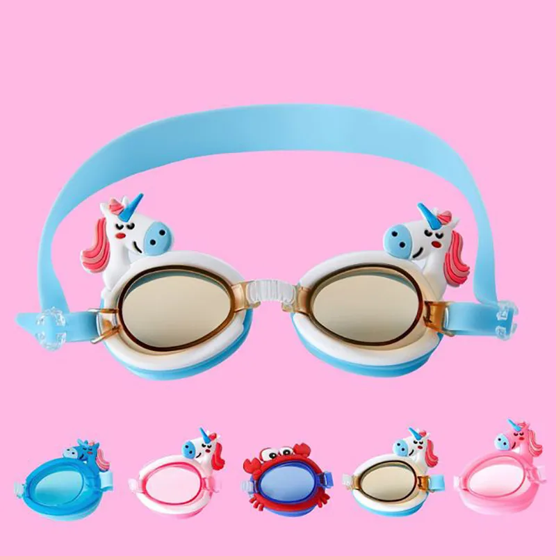 

Waterproof Cute Swim Anti-Fog Kids Transparent goggles Glasses Pools Eyewear Silicone For Unicorn Swimming Shape Children Childr