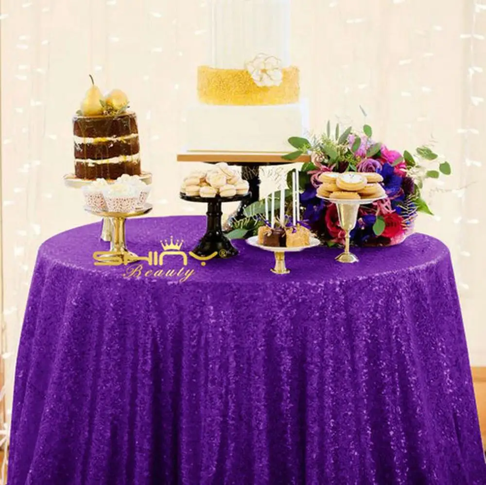 Purple Round Tablecloth 84inch Party Tablecloths Wedding Table Cover Daily Use Decaration for Circular Table-M1016 |