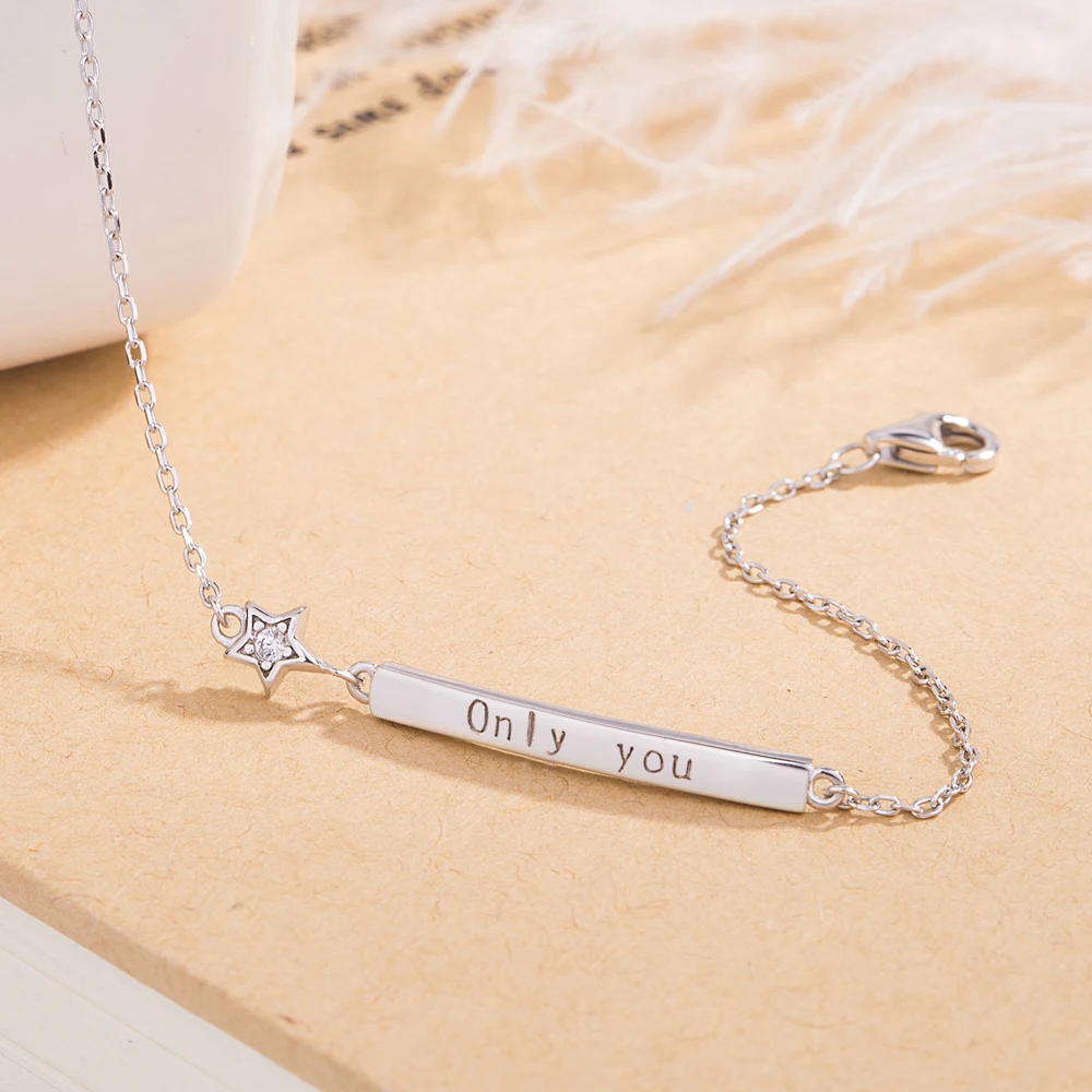 Летние минималистичные женские 925 подлинной стерлингового серебра браслет