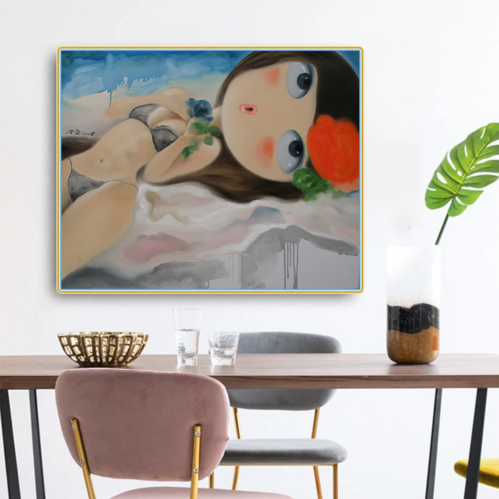 

Citon привлекательная красивая девушка в китайском стиле Холст Современное искусство Масляная живопись знаменитый художественный постер ка...