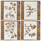 4 шт.компл. A4 29 см олень родитель Форрест DIY трафареты раскраска для скрапбукинга тиснильный альбом декоративный шаблон