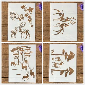 4 шт.компл. A4 29 см олень родитель Форрест DIY трафареты раскраска для скрапбукинга тиснильный альбом декоративный шаблон