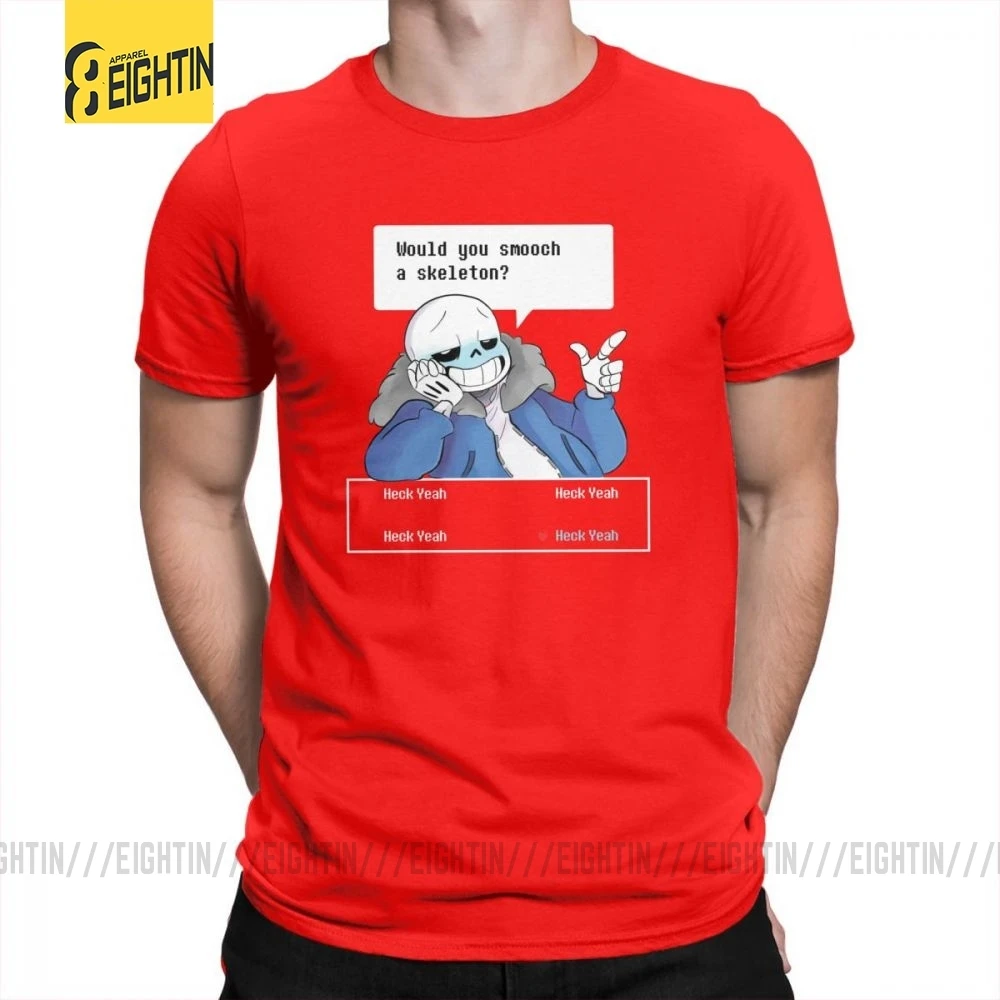 Футболки Undertale Новые мужские футболки с круглым вырезом из чистого хлопка с коротким рукавом для отдыха больших размеров - Цвет: Красный