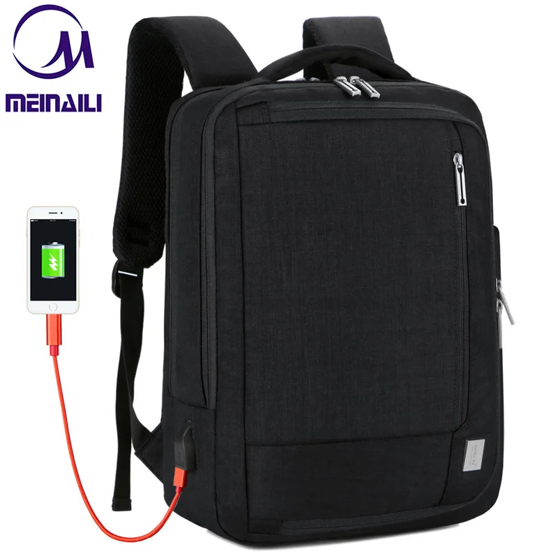 Деловой мужской рюкзак для ноутбука 15,6 дюймов с USB подзарядкой, мужской водонепроницаемый рюкзак для путешествий, школьный рюкзак для подростков