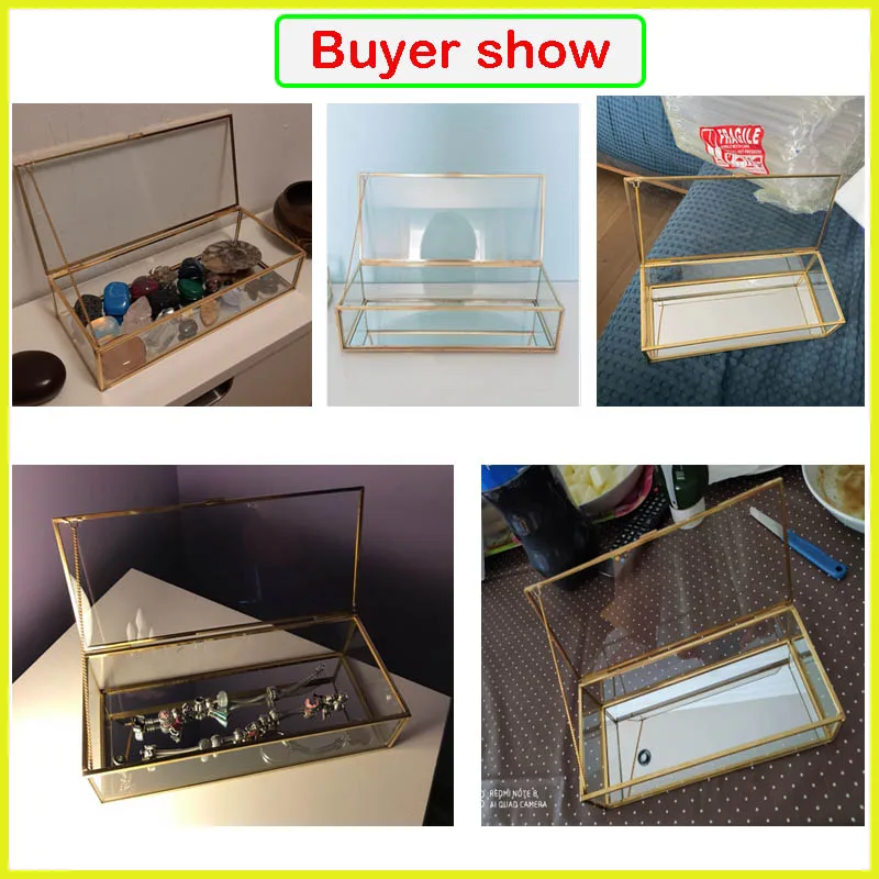 Прозрачная стеклянная шкатулка для ювелирных изделий косметический Органайзер