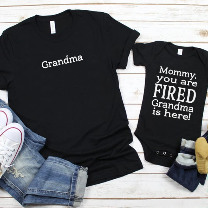 

Grandma Is Here Shirt Fashion Family Clothing Sets Big Sister New Mommy and Me Clothes Matching Outfits Baby Girl Clothes 2022 M