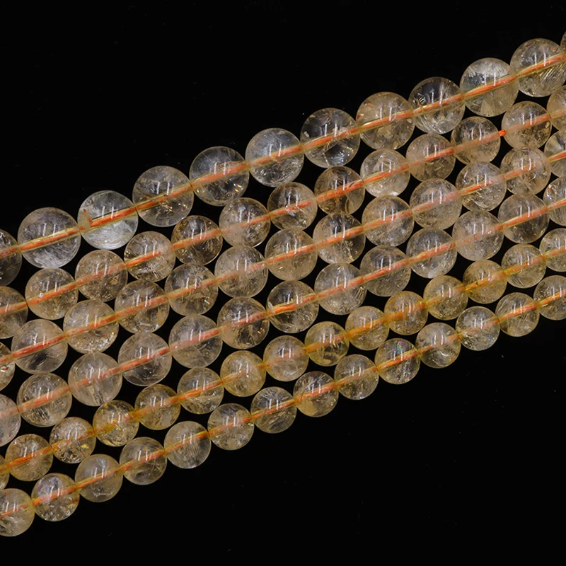 

Кварцевый камень бисер из натурального цитрина, гладкие Круглые бусины для рукоделия, для изготовления ювелирных изделий «сделай сам», мод...