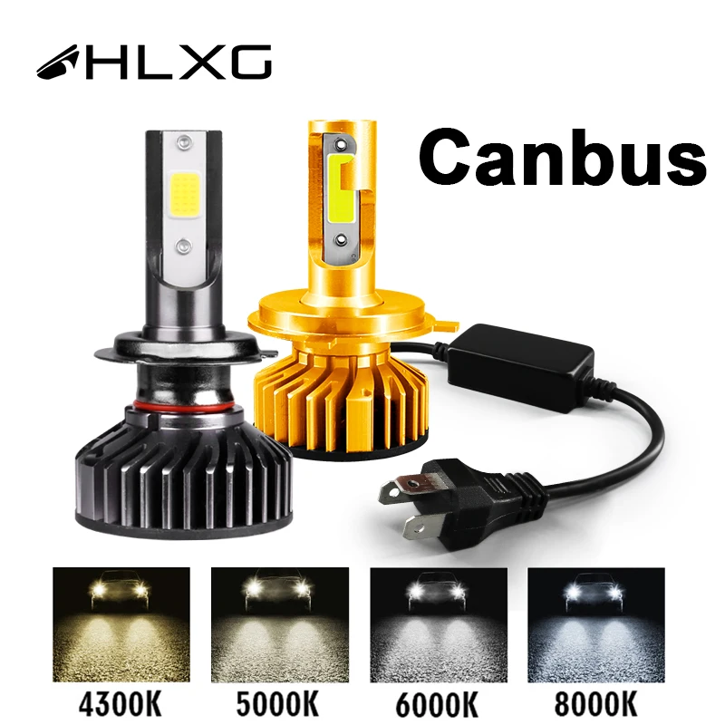 HlXG Новая Серия автомобильных светодиодных ламп для авто H4 H7 Led H1 H11 9005 HB3 Led 9006 Hb4 H8 6000K Ближний свет дальний свет диодные противотуманные фары дневные ходовые огни 12В 24В головной свет ЛЕД в машину